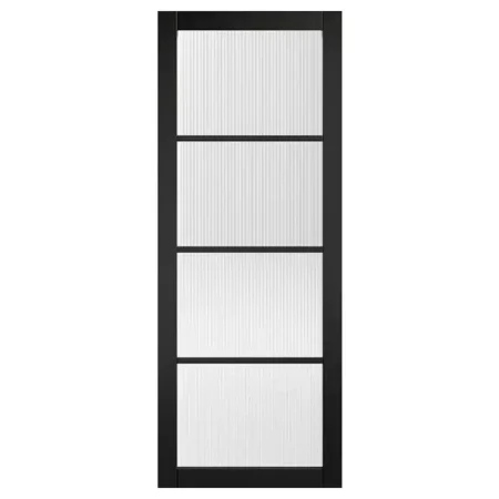 LPD Pre-finished Black Soho Reeded Glazed Door