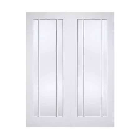 LPD White Primed Economical Door Lincoln Clear Glazed 3L Pair