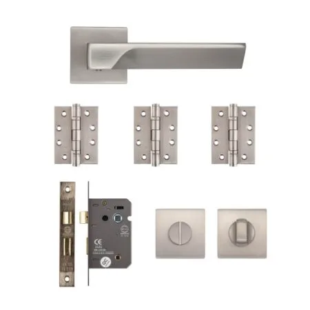 Deanta Athens Bathroom Door Kit Satin Nickel