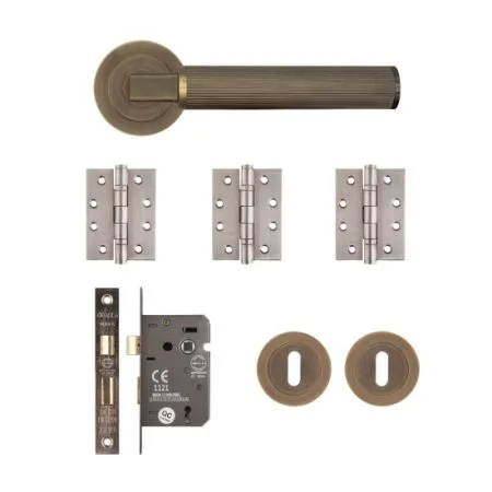 Deanta Delphi Mortice Door Kit Matt Antique Brass