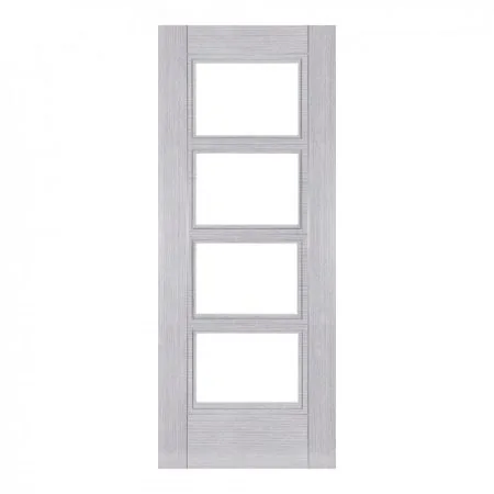 Deanta Montreal Glazed Fire Door Pre-finished Light Grey Ash