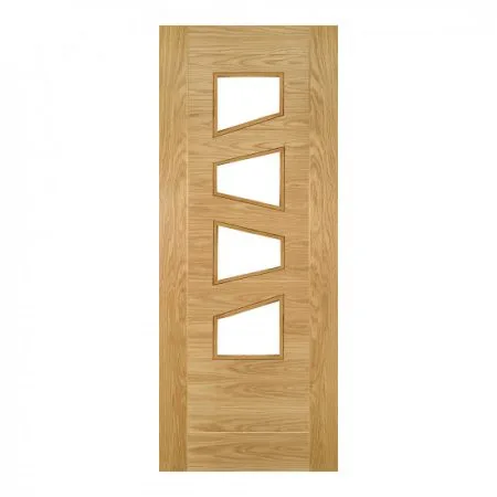 Deanta Internal Seville Oak Glazed 4 Lite Slanted Door