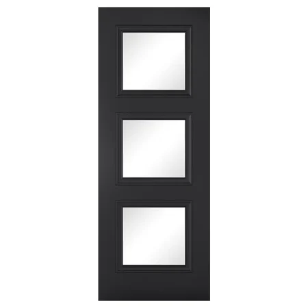 LPD Antwerp Glazed 3L Door Solid Black Primed