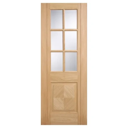 LPD Barcelona Solid Door Glazed Prefinished 6 Panel - Oak