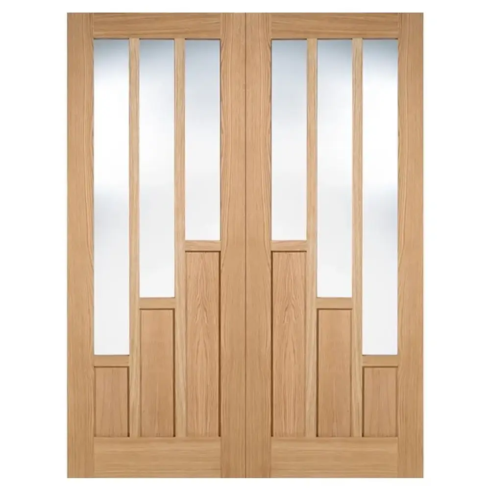 LPD Coventry Pair Internal Door Clear Glazed Oak Prefinished
