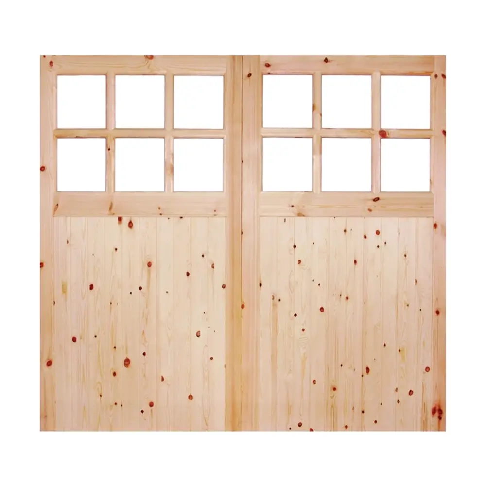 LPD External Door Single Glazed Garage Pair - Redwood