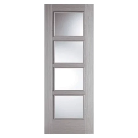 LPD Vancouver Glazed 4L Fire Door Light Grey Prefinished