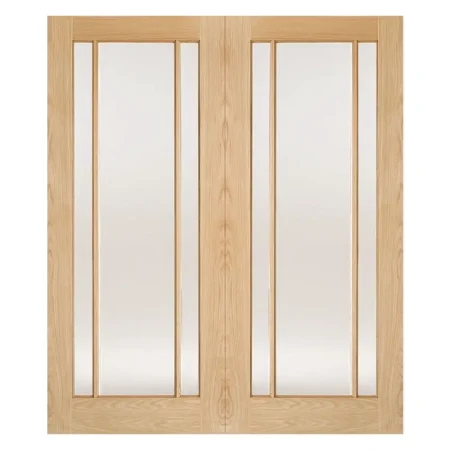 LPD Lincoln Pairs Unfinished Door Oak With Clear glazing