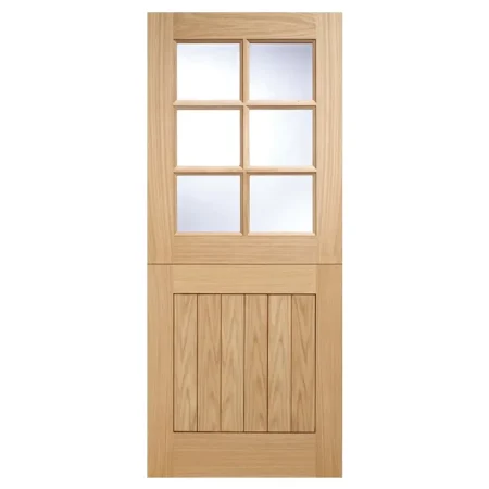 LPD Cottage Solid External Door Stable Glazed 6L - Oak