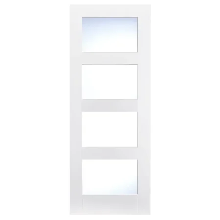 LPD Shaker 4L Glazed Door White - Solid Core