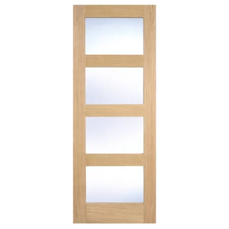 LPD Shaker 4L Internal Door Clear Glazed Oak Pre-Finished