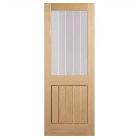 LPD Oak Mexicano Glazed Fire Door Half Light Pre-finished
