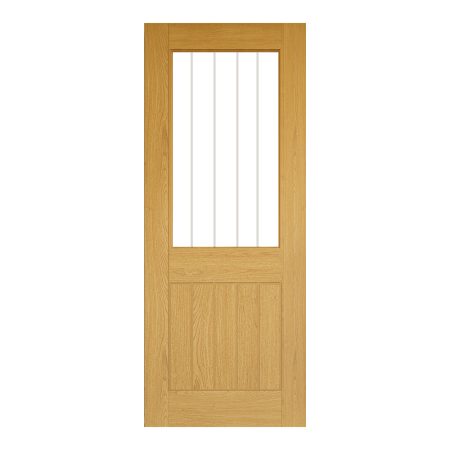 Deanta Ely Glazed Unfinished Door - Oak (1 Lite Half)